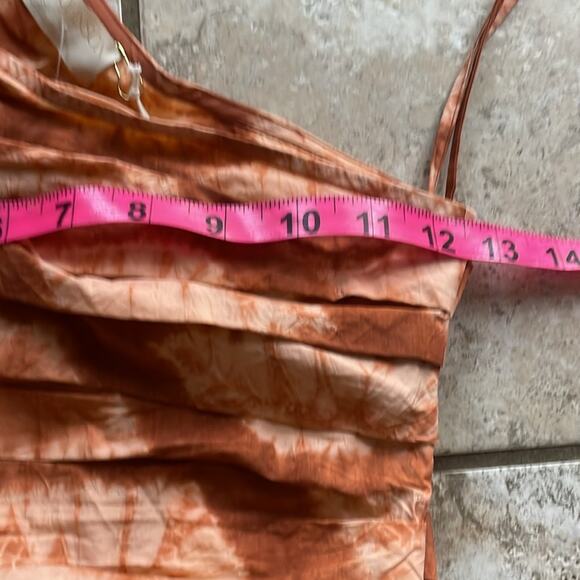 ULLA JOHNSON Senta One-Shoulder Tie Dye Stripe Cotton Top Sequoia - Picture 13 of 16